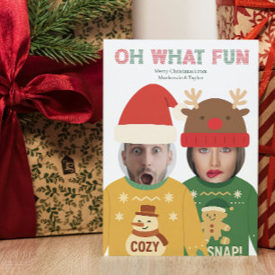 Hässlicher Weihnachtspullover Lustiges Gesicht Per Feiertagskarte