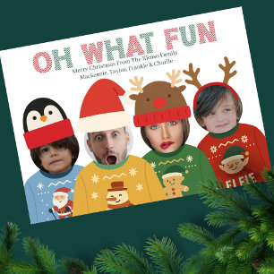 Hässlicher Weihnachtspullover Lustiges Gesicht Per Feiertagskarte