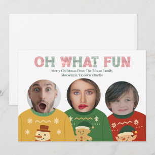 Hässlicher Weihnachtspullover Lustiges Gesicht Per Feiertagskarte