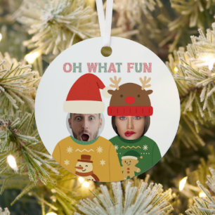 Hässlicher Weihnachtspullover Lustiges Gesicht Per Ornament Aus Metall