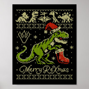 Hässlicher Weihnachtspullover mit Dinosaurier - Lu Poster