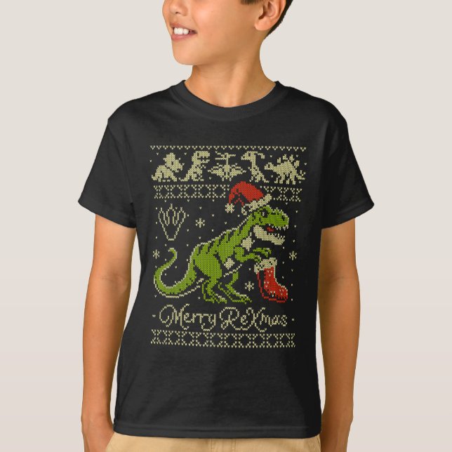 Hässlicher Weihnachtspullover mit Dinosaurier - Lu T-Shirt (Vorderseite)