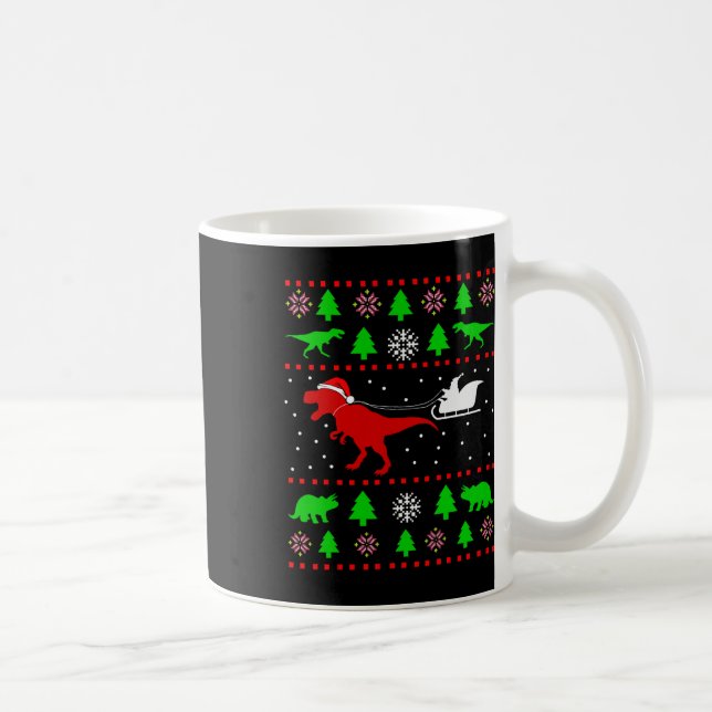 Hässlicher Weihnachtspullover mit Dinosauriern für Kaffeetasse (Rechts)
