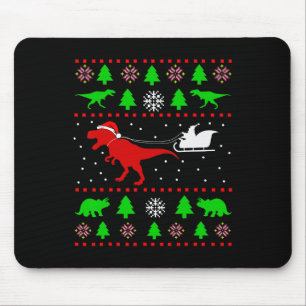 Hässlicher Weihnachtspullover mit Dinosauriern für Mousepad