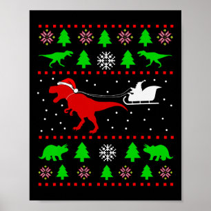 Hässlicher Weihnachtspullover mit Dinosauriern für Poster