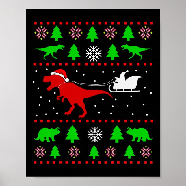 Hässlicher Weihnachtspullover mit Dinosauriern für Poster (Vorne)