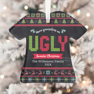 Hässlicher Weihnachtspullover Nordic Strick Name T Ornament