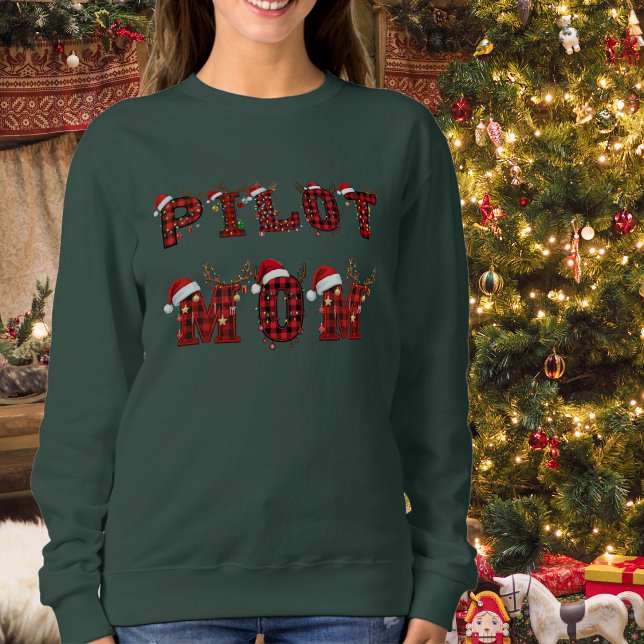 Hässlicher Weihnachtspullover Pilot Mom Aviation L Sweatshirt (Von Creator hochgeladen)