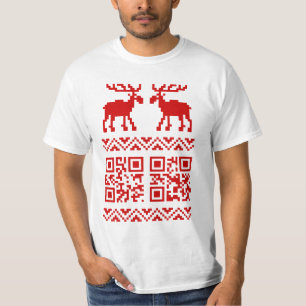 Hässlicher Weihnachtspullover QR Code Frohes Neues T-Shirt