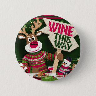 Hässlicher Weihnachtspullover Rentier und Freunde Button