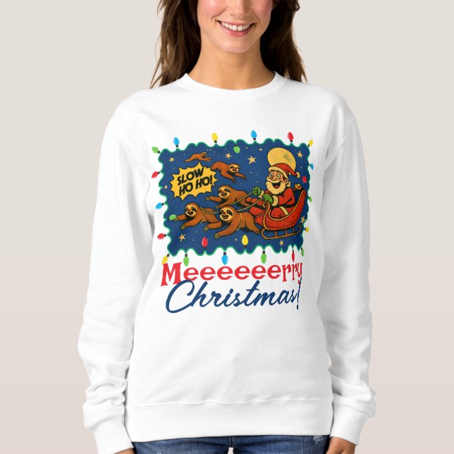 Hässlicher Weihnachtspullover Santa Schlitten Faul Sweatshirt (Vorderseite)
