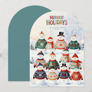 Hässlicher Weihnachtspullover Schneemann Teal TMF2 Feiertagskarte