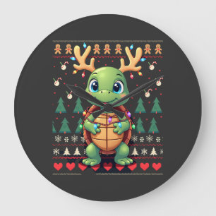 Hässlicher Weihnachtspullover-Stil beleuchtete Sch Große Wanduhr