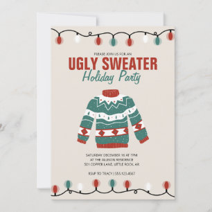 Hässlicher Weihnachtspullover Vintage Rot Grün Fes Einladung
