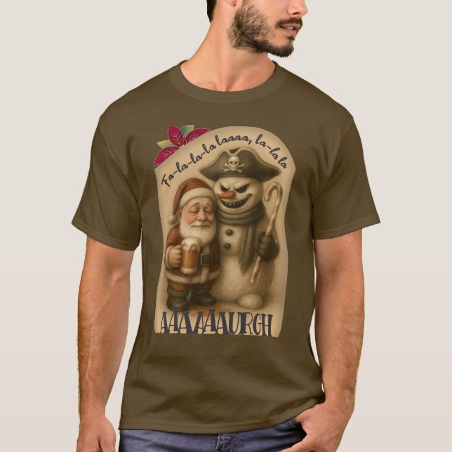 Hässlicher Weihnachtspullover Weihnachtsmann Pirat T-Shirt (Vorderseite)