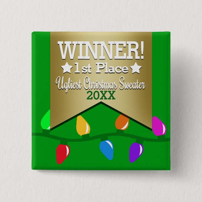 Hässlicher Weihnachtsstrickjacke-Sieger-Knopf Button (Vorderseite)