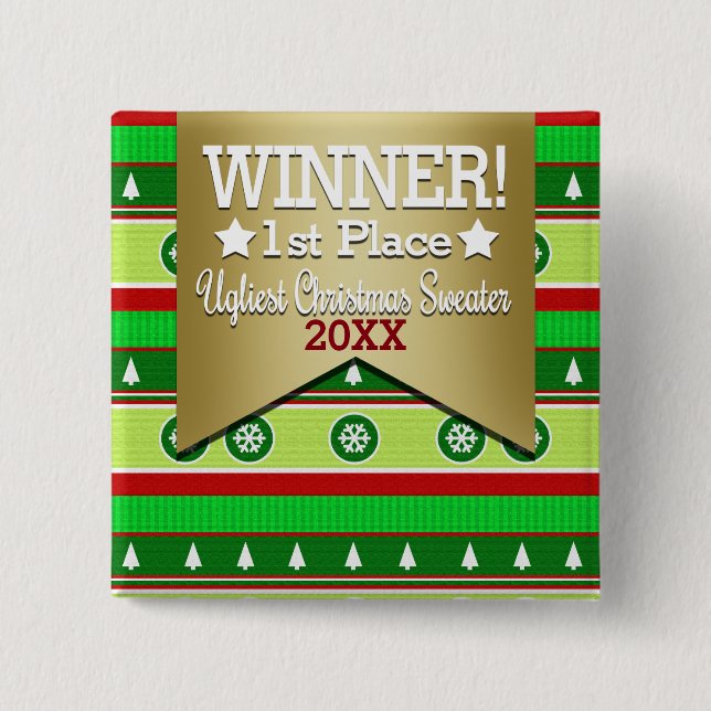 Hässlicher Weihnachtsstrickjacke-Sieger-Knopf Button (Vorderseite)