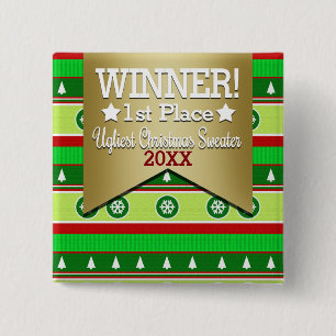 Hässlicher Weihnachtsstrickjacke-Sieger-Knopf Button
