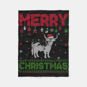 Hässlicher Weihnachtsurlaub Spaß Kuh Grafik  Fleecedecke