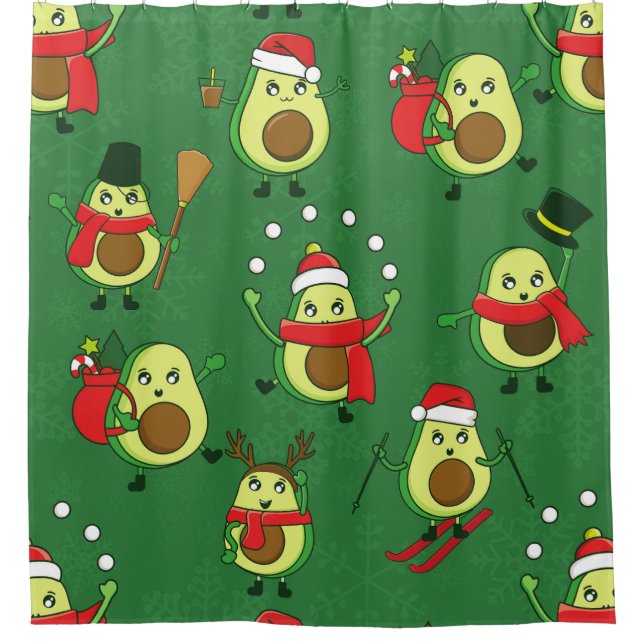 hässlicher Weihnachtsweih avocado santa Winter Duschvorhang (Vorderseite)