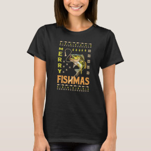 Hässliches Angel-Weihnachtsbarsch Fisch Frohe Fisc T-Shirt