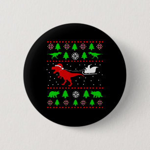 Hässliches Dinosaurier-Weihnachten für Erwachsene Button