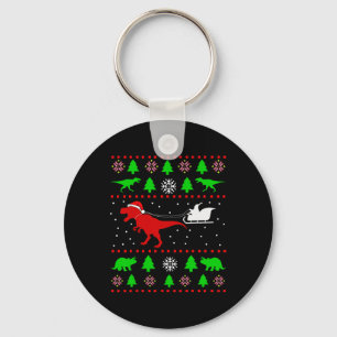 Hässliches Dinosaurier-Weihnachten für Erwachsene Schlüsselanhänger
