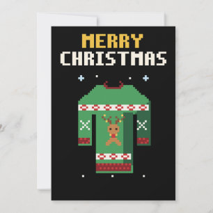 Hässliches Pullover-Pixel-Art-Weihnachtskarte Feiertagskarte
