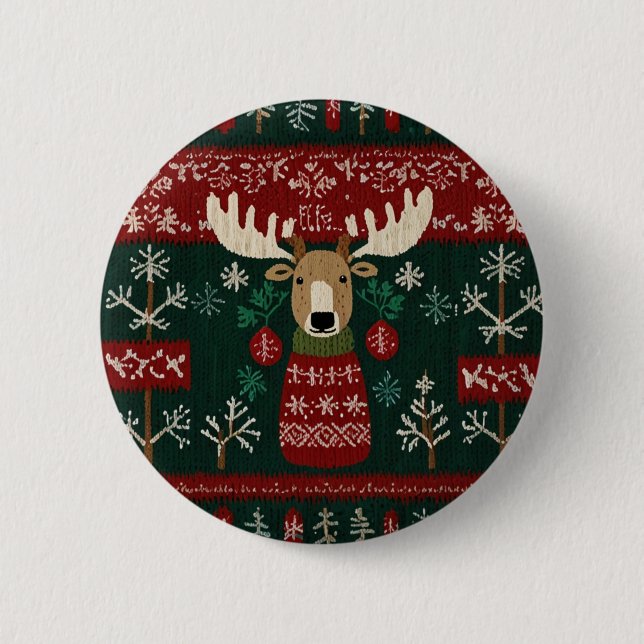 Hässliches Rentier im Sweatshirt Button (Vorderseite)