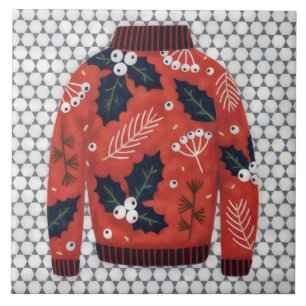 Hässliches rotes Sweater-Cute-Art-Dekoratives-Feie Fliese
