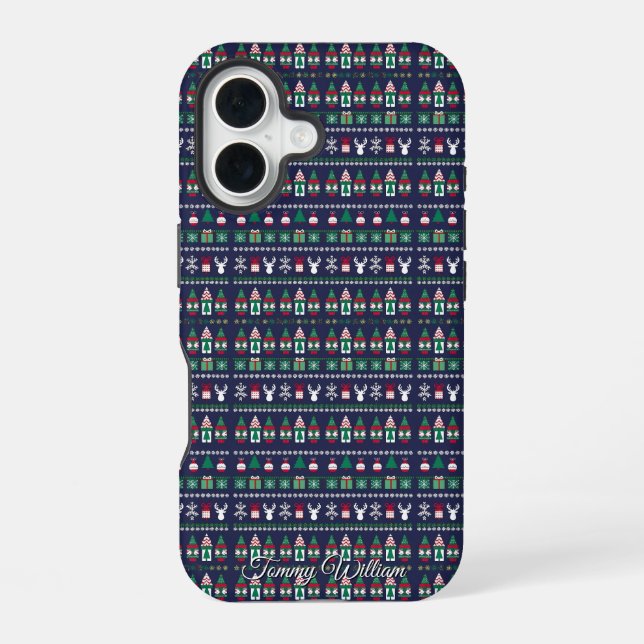 hässliches Weihnachts-Pullover-Muster iPhone 16 Hülle (Rückseite)