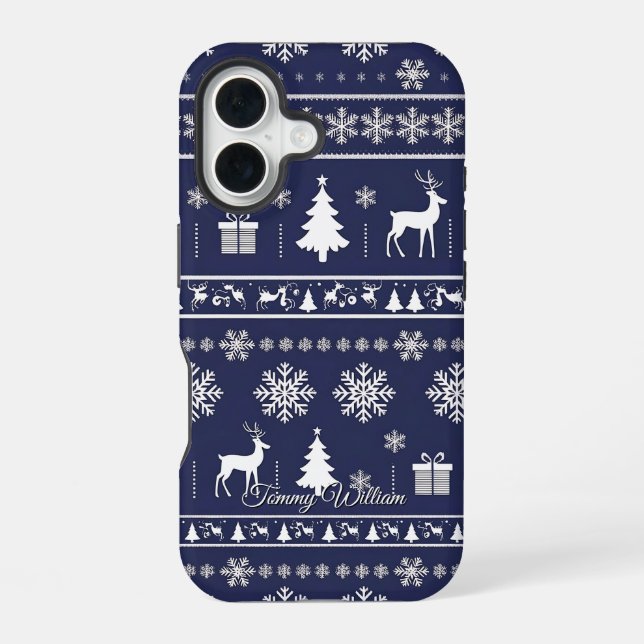 hässliches Weihnachts-Pullovermuster iPhone 16 Hülle (Rückseite)