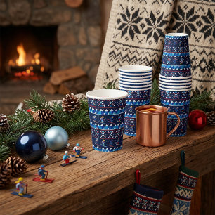 Hässliches Weihnachts-Ski-Muster-Feiertag Pappbecher