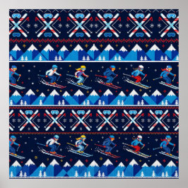 Hässliches Weihnachts-Ski-Muster-Feiertag  Poster