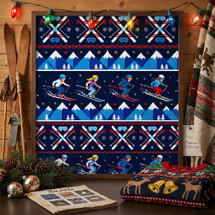Hässliches Weihnachts-Ski-Muster-Feiertag Poster