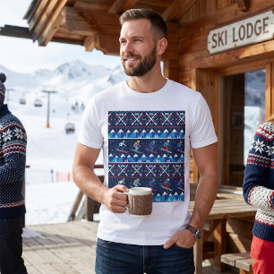 Hässliches Weihnachts-Ski-Muster Feiertag  T-Shirt