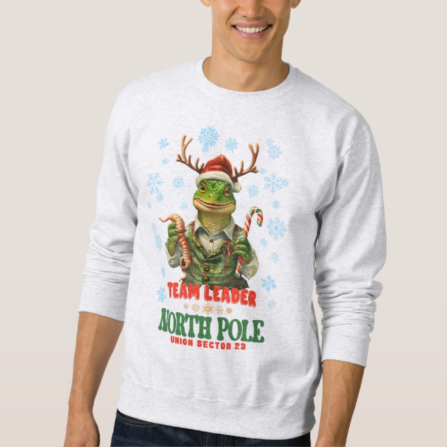 Hässliches Weihnachtspullover-Christmas-Echsen-Elf Sweatshirt (Vorderseite)