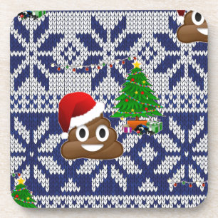 hässliches Weihnachtspullover-Kot-Emoji Untersetzer
