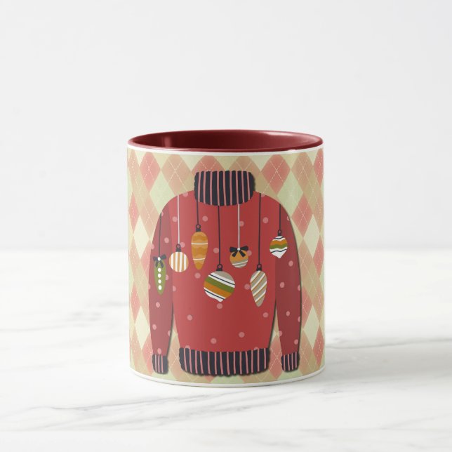 Hässliches Weihnachtspullover-Kunstbecher Rot Tasse (Zentrum)