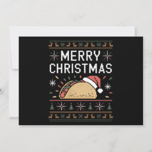 Hässliches Weihnachtspullover-Lichter-Santa-Taco-C Feiertagskarte
