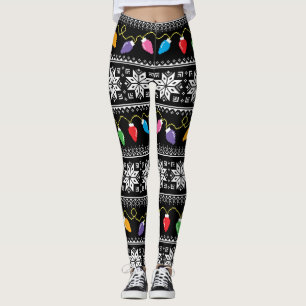 Hässliches Weihnachtspullover-Lichter-Schneeflocke Leggings