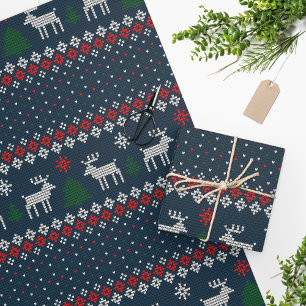 Hässliches Weihnachtsschalstrickmuster Geschenkpapier