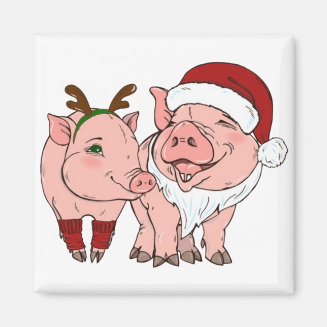 hässliches Weihnachtsschwein Magnet (Vorne)