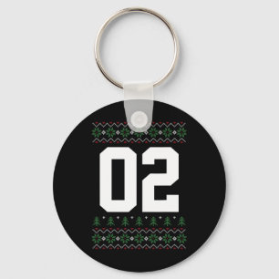 Hässliches Weihnachtsstil-Trikot Nummer 02 Feierta Schlüsselanhänger
