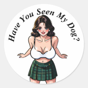 Hast du meinen Hund gesehen? Niedlich Manga Runder Aufkleber