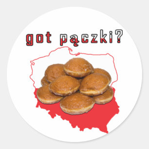 hast du Pączki? Polnische Karte Runder Aufkleber