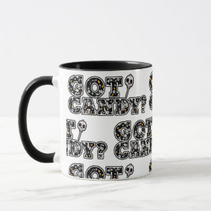 Hast du Süßigkeiten? Schwarz-weiße Totenkopf-Saugg Tasse