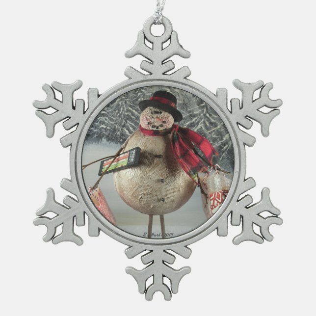Hasten des Käufers Schneeflocken Zinn-Ornament (Vorderseite)