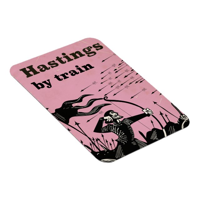 Hastings By train Vintage Reiseplakat Magnet (Rechte Seite)