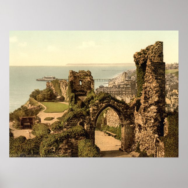 Hastings Castle, Hastings, Sussex, England Poster (Vorne)